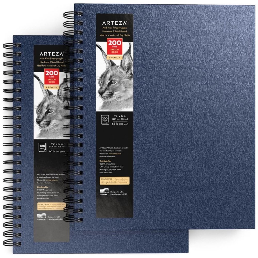 2 NEW Sketchbook, Spiral-Bound Hardcover, Blue